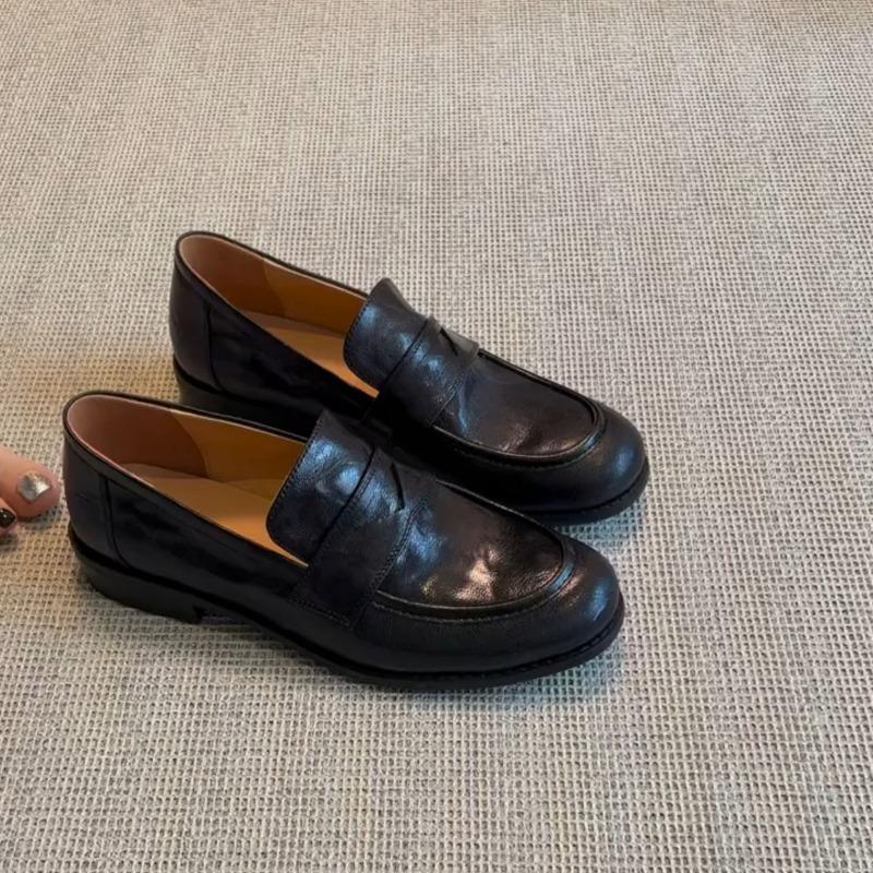Sheepskin~ Retro Thick-soled Female Lazy One-pedal Women's Shoes with Skirts and Soft-soled Small Leather Shoes