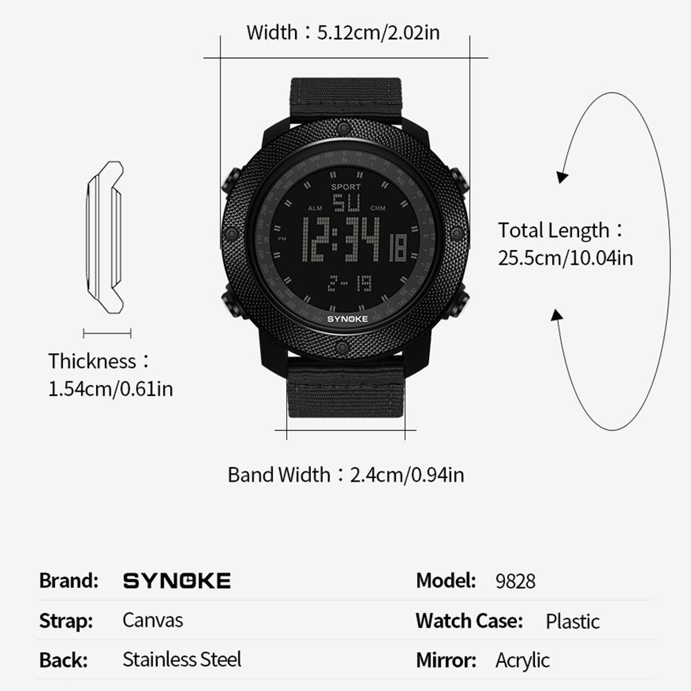 Nylon Strap Mens Watches Waterproof 5Bar  Brand Digital Military Sport Watch for Men Large Black Dial Design Watch Men