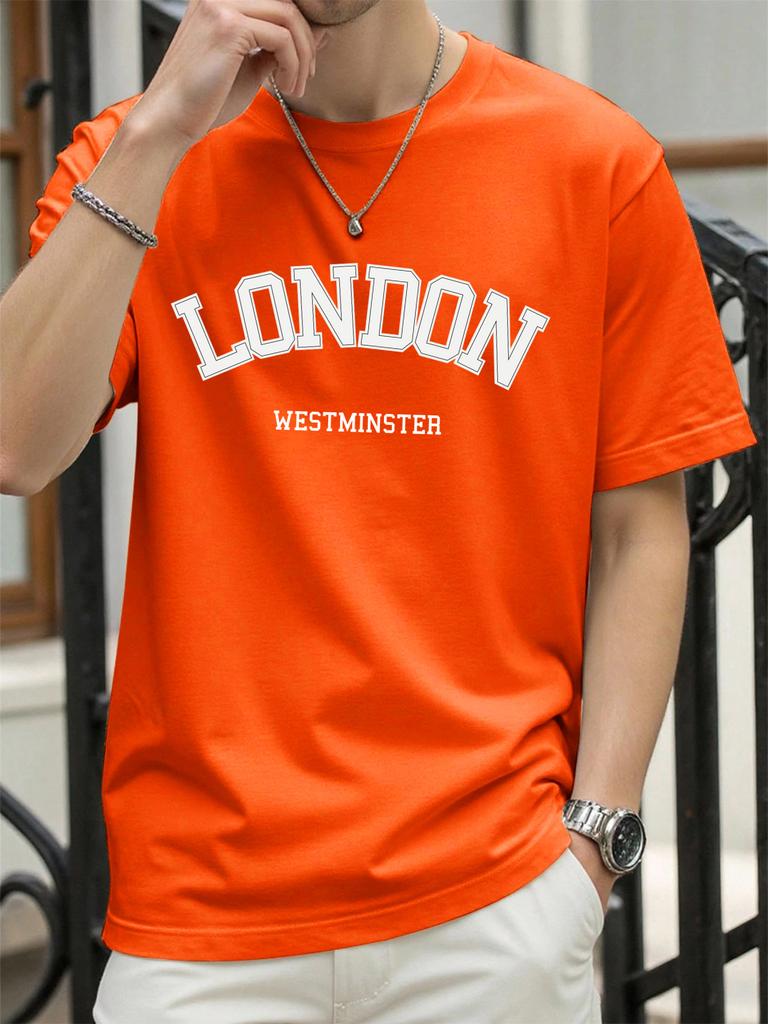London Westminster Print Men TShirts Summer ONeck Oversize T Shirt Cotton Loose Short Sleeve Basics Street Hip Hop Sportswear