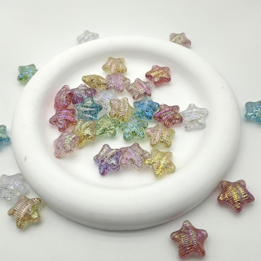 20mm UV Plated Colorful Glitter Acrylic Star Beads for DIY Jewelry