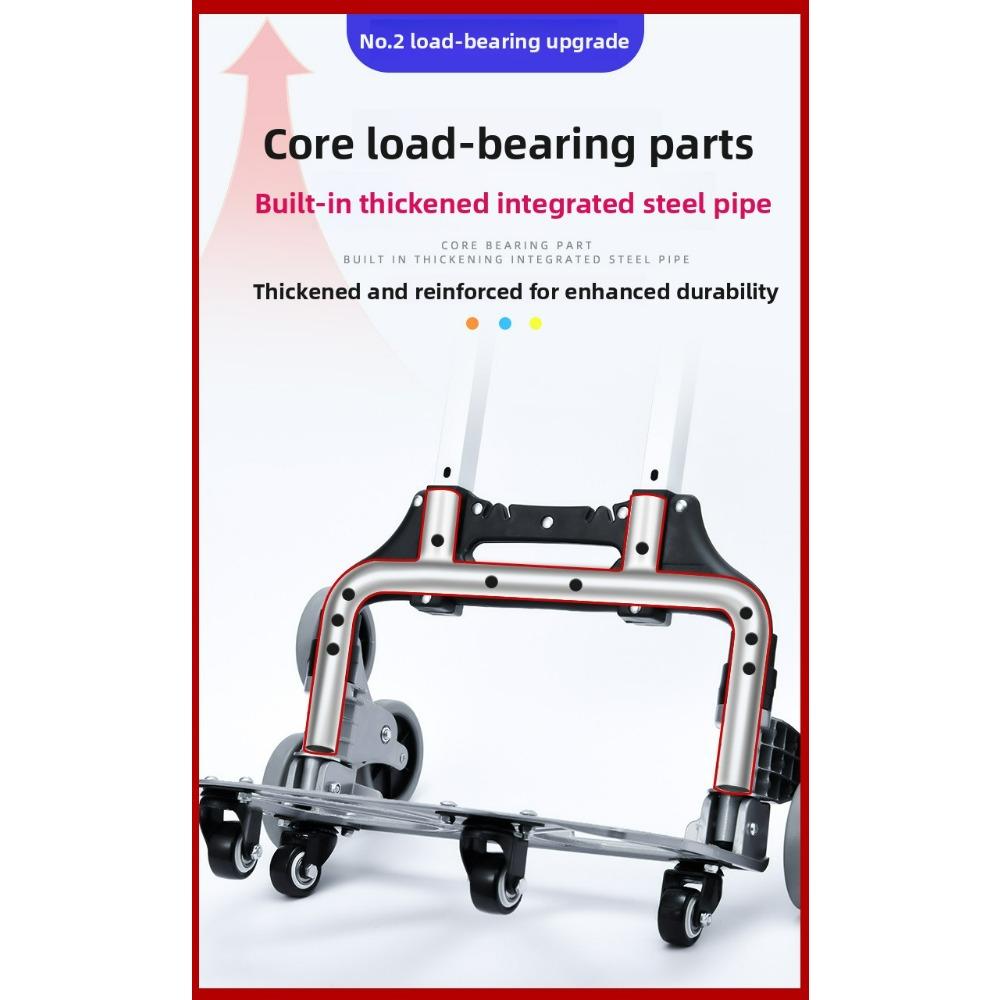Stair-climbing handcart, portable luggage cart, cargo-pulling and shopping cart, aluminum alloy foldable small cart
