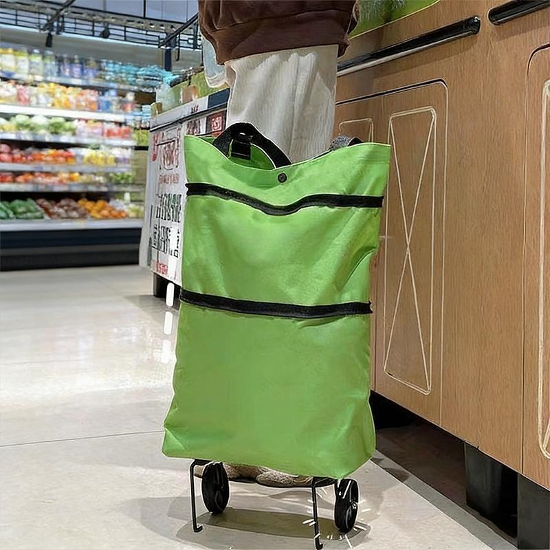 Portable Foldable Shopping Bag With Wheels Trolley Large Reusable Cloth Handbag Tote Bags Supermarket Home Grocery Pull Cart Bag