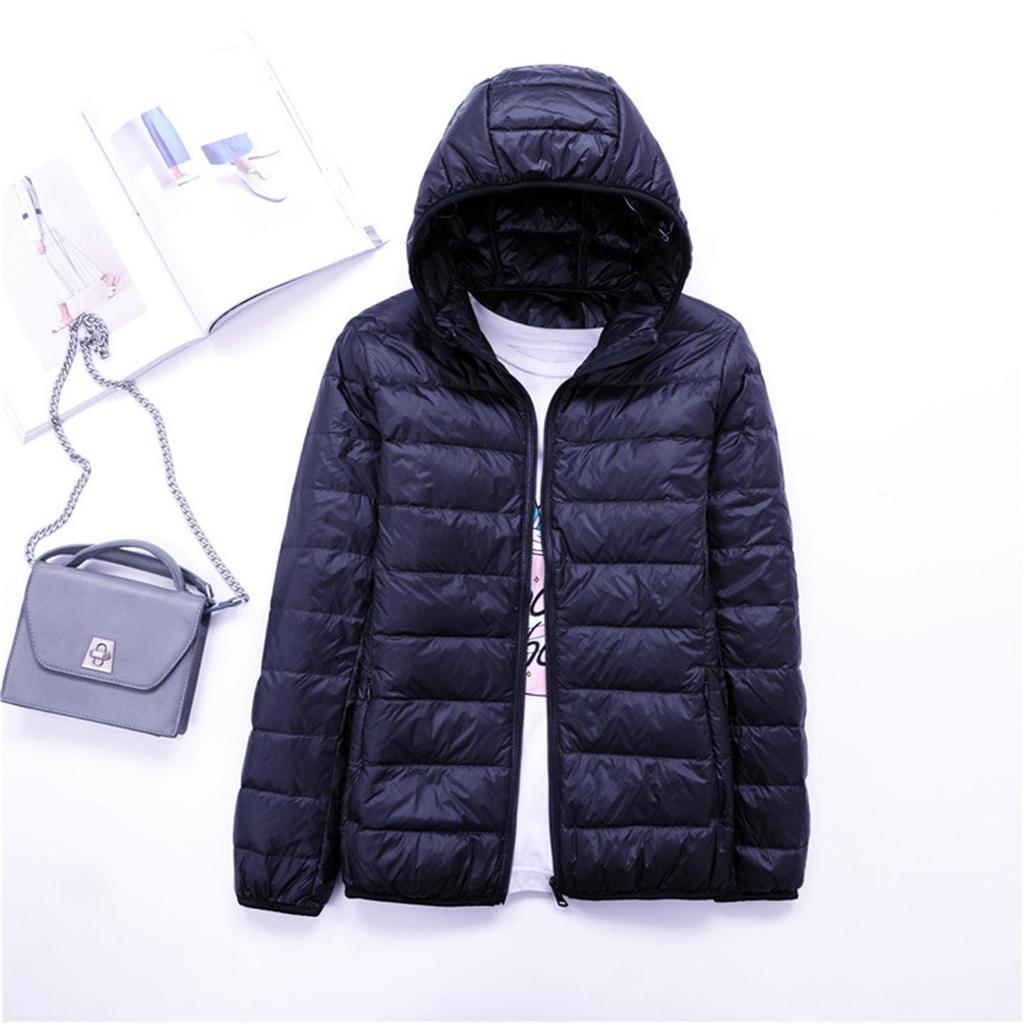Women's Lightweight Hooded Down Jacket - Winter Collection, Plus Size Available