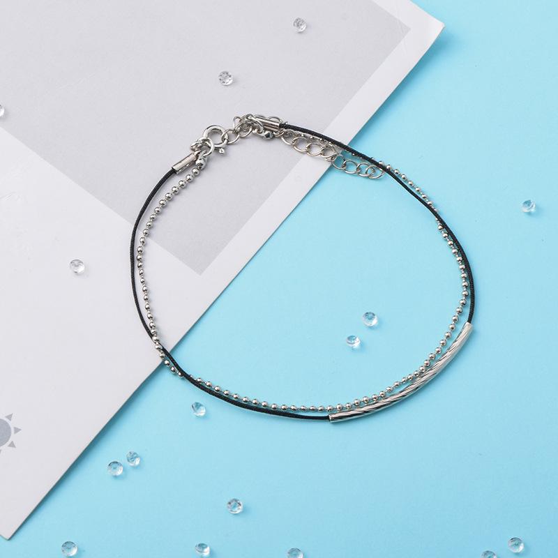 BTS V Kim Taehyung Layered Red String and Chain Bracelet Couple Metal Cord Beaded Wristband Kpop Idol Fan Merchandise Jewelry Gift for Women Men ARMY