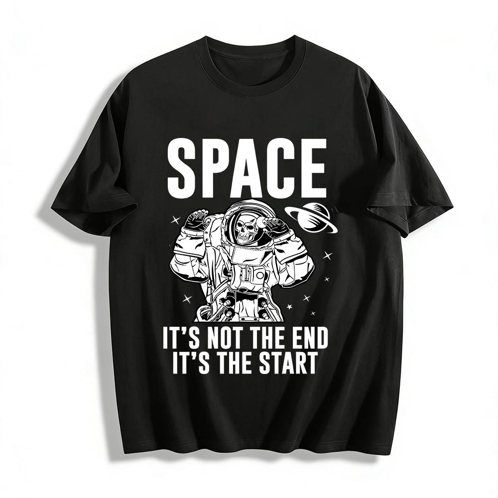 Skull Astronaut Dark Style Graphic Casual T-Shirt Pure cotton T-shirt XXS