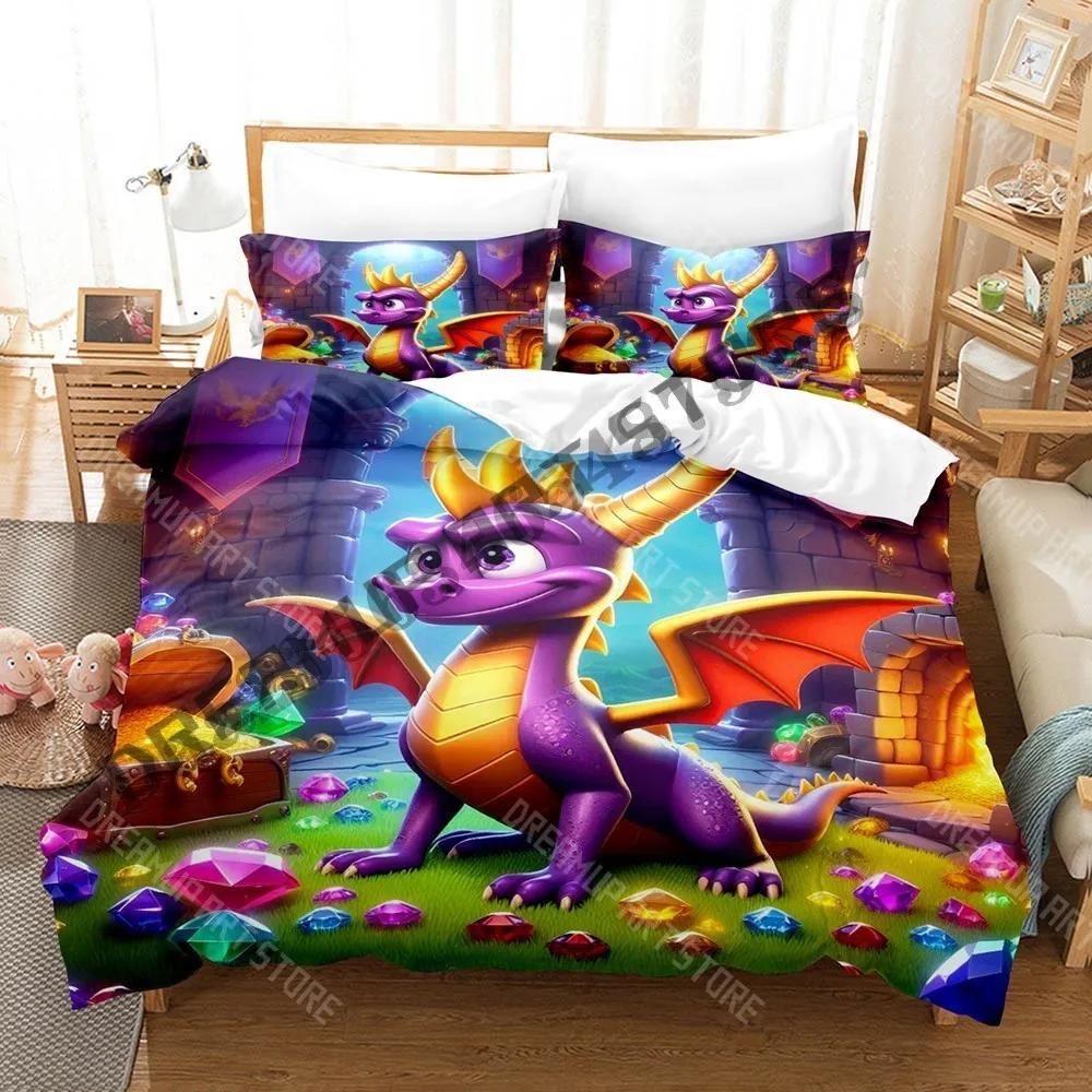 3D Print Spyro Reignited Trilogy Cartoon Game Bedding Set Single Twin Full Queen King Size Bed Set Adult Bedroom Duvetcover Set