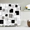 Black And White Striped Shower Curtain With Hooks Waterproof Polyester Fabric Geometric Pattern Home Decor Bathroom Curtain Baño