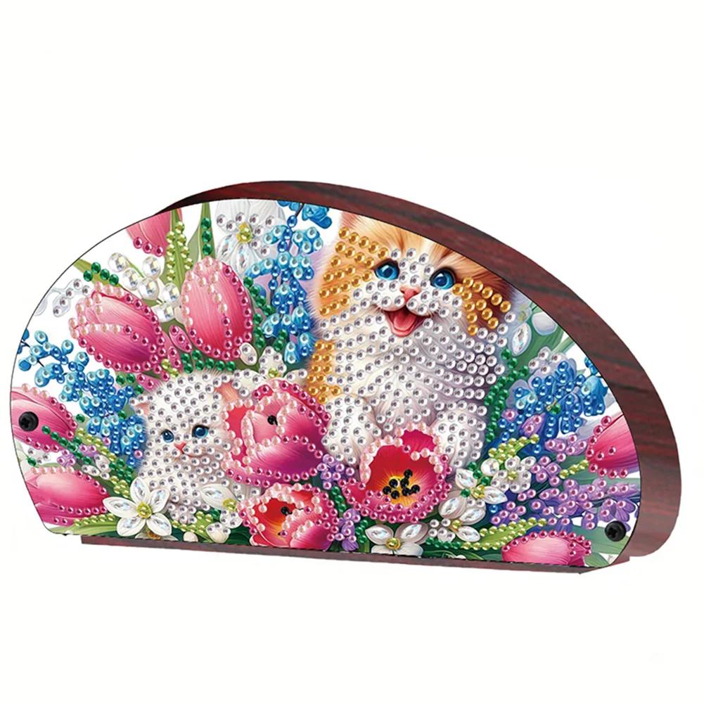 Wooden Flowers DIY Rhinestones Storage Holder Crystal Diamond Storage Shelf Diamond Painting Organizer Rack for Remote Control