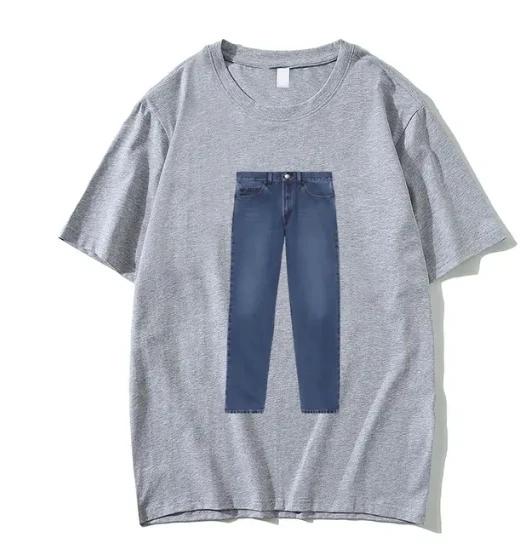 2024 Retro Xinying Jeans Printed T-shirt Round Neck Women's Summer Casual Personalized Fashion Short Sleeve