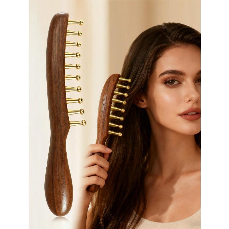 1pc Wide-Tooth Comb, Long Handle Large Round Teeth Scalp Massage Brush, Suitable For Curly & Straight Hair Styling Tool