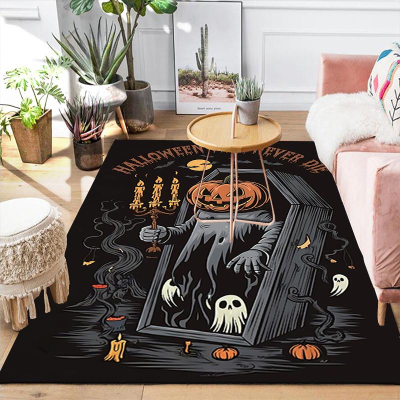 1Pc Halloween Horror Icons Rug, Office Carpet Indoor Outdoor Doormat, Non-Slip, Comfortable, Living, Christmas Halloween, Xmas Gift G1232