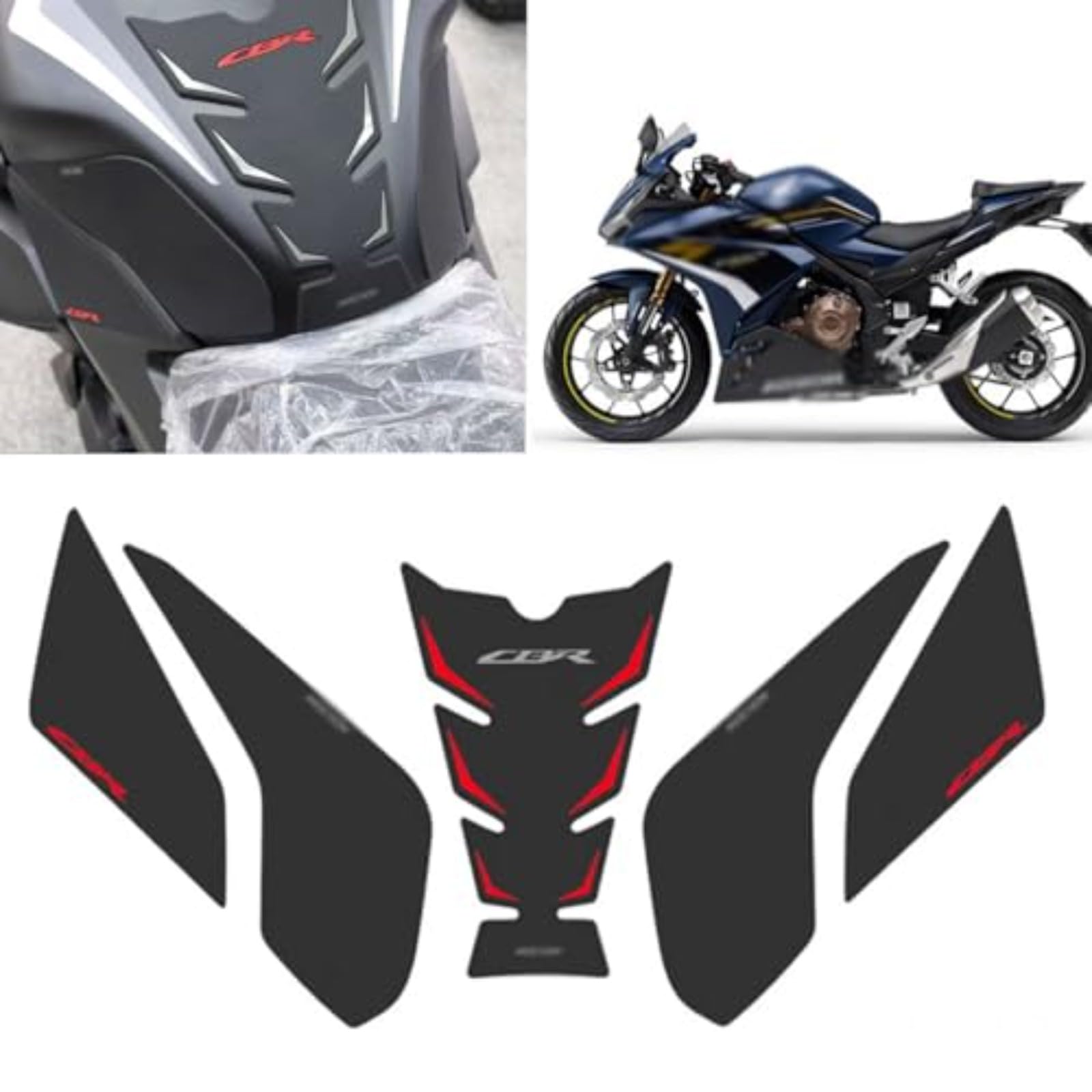 

Motorcycle Accessories Tank Pad Protector Sticker Decal Gas Knee Grip Tank Traction Pad for CBR400R (2016-2021) (A)