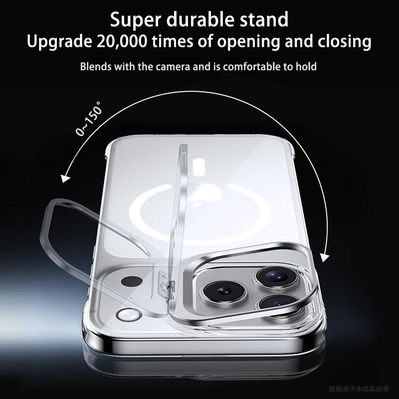 Ultra Thin Frameless Clear Holder Phone Case for IPhone Air 17 16 15 14 13 Pro Max Magnetic Transprarent Lens Bracket Hard Cover