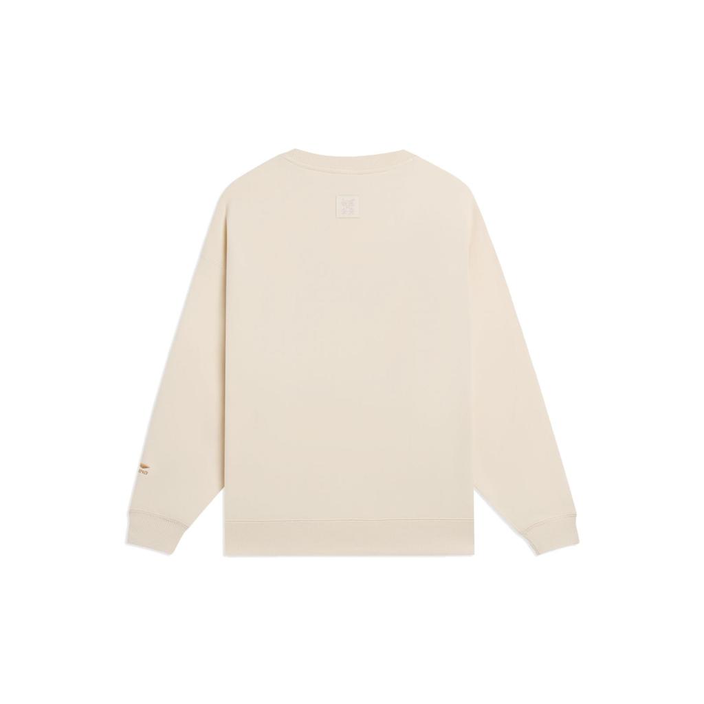 Li-Ning Fleece-Lined Warm Casual Long-Sleeve Cartoon Sweatshirt Women Tops Swan-White AWDSB66-5