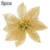 5Pcs Glitter Hollow Artificial Christmas Flower Ornament Xmas Tree Garland Decor