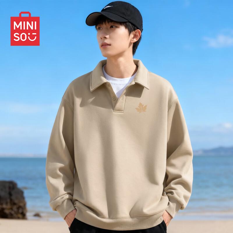 

MINISO Men s Retro Fleece Lined Collared Sweatshirt XL