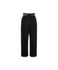 Gillaakaibeu Cut-Out Double Waist Sweat Pants_Black