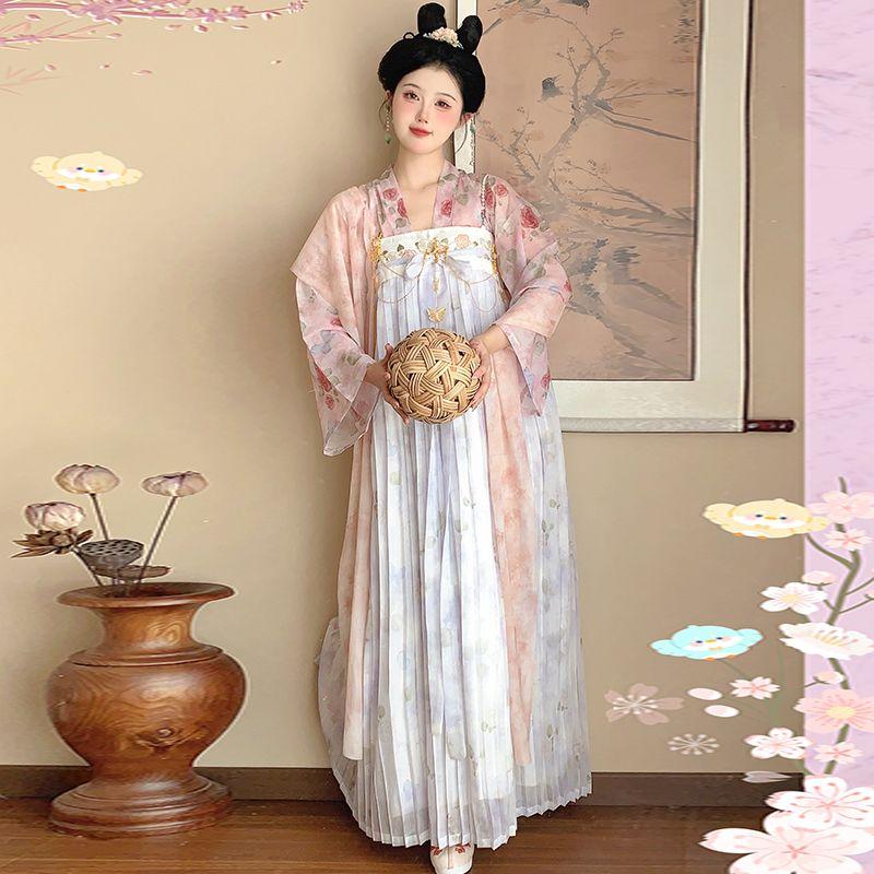 Rose Manor Theme Restores The Style Of A One-piece Chest-length Pleated Skirt In The Chinese Tang Dynasty