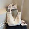Stylish Minimalist Tote Bag for Women Large Shoulder Bag Pure Color Embroidery Casual and Versatile Commutung Storage Bags