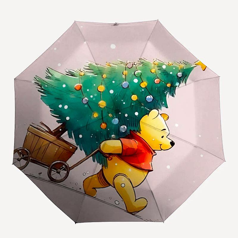 Winnie and Friends Themed Travel Umbrella-8 Ribs Automatic Opening and Closing, Portable Folding Design, Compact and Stylish Umbrella