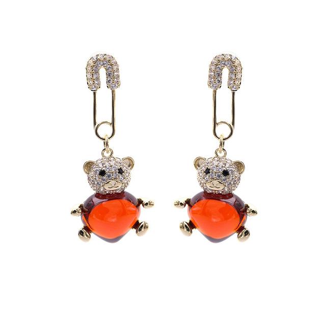 

Милые серьги с медведем, эмаль, цирконий, висячие украшения в виде животных, новинка 2022, модные ювелирные изделия, креативные красные серьги для женщин