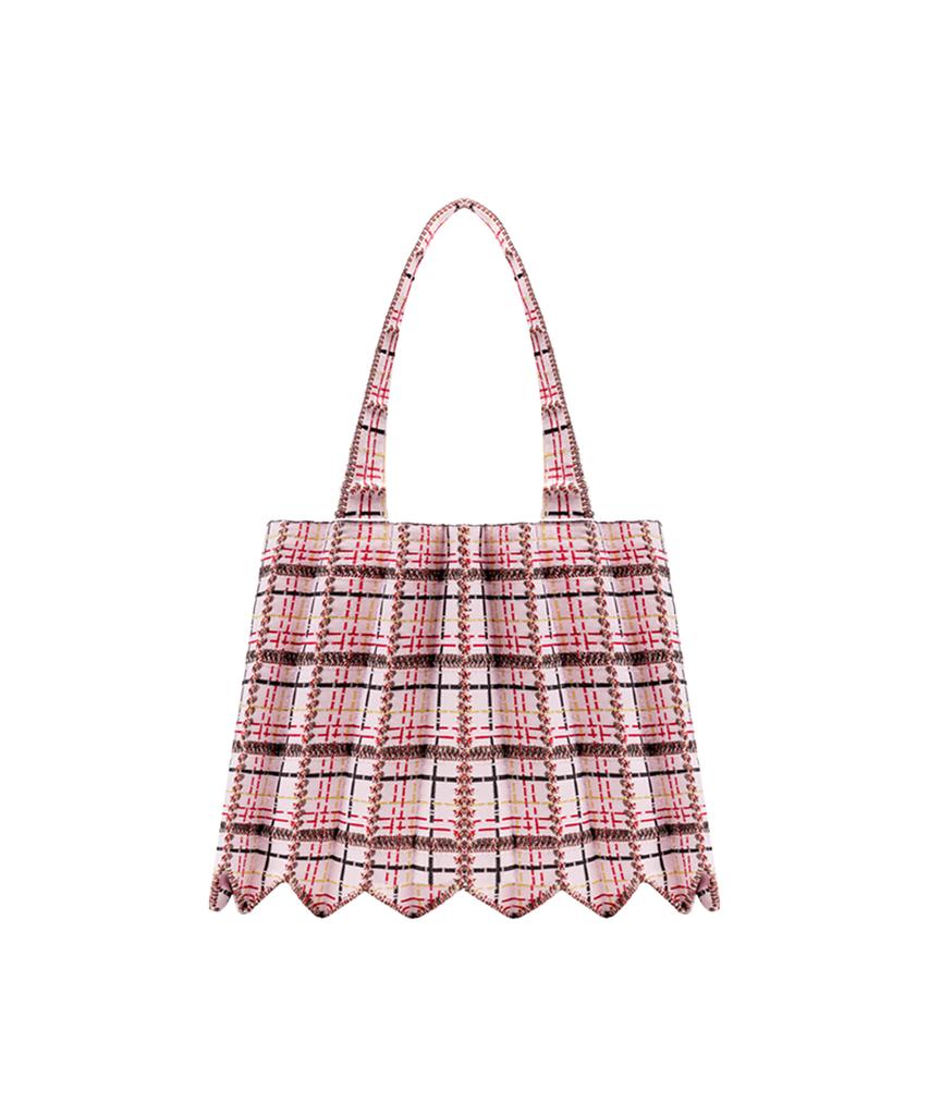 Pleatsmama Tweed Shopper Bag Pale Pink