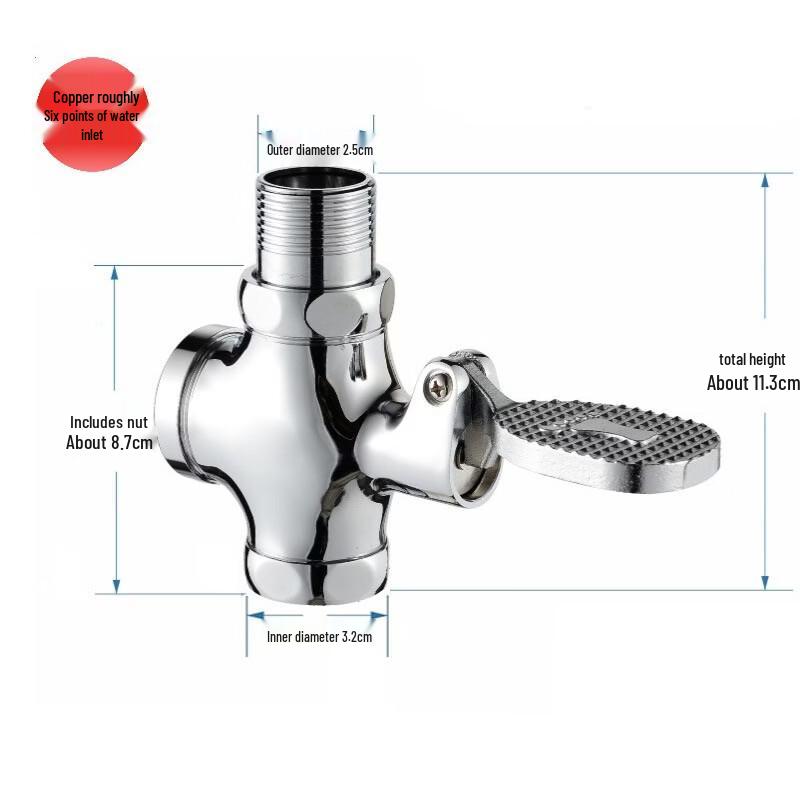 Copper Foot Pedal Flush Valve for Squat Toilets