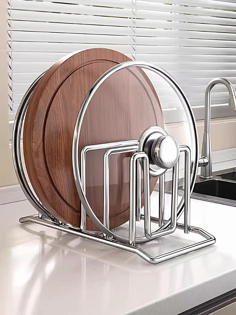 Stainless Steel Kitchen Lid & Cutting Board Storage Rack