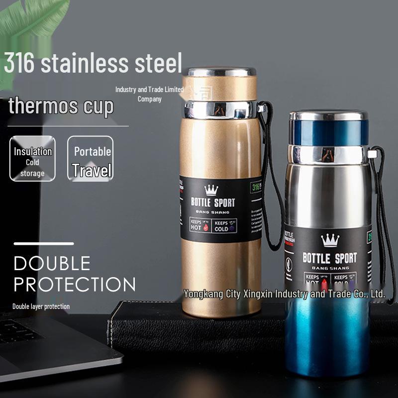 Large Capacity Stainless Steel Insulated Sports Water Bottle with Strap - Ideal for Climbing, Outdoor Activities, and Business Gifts