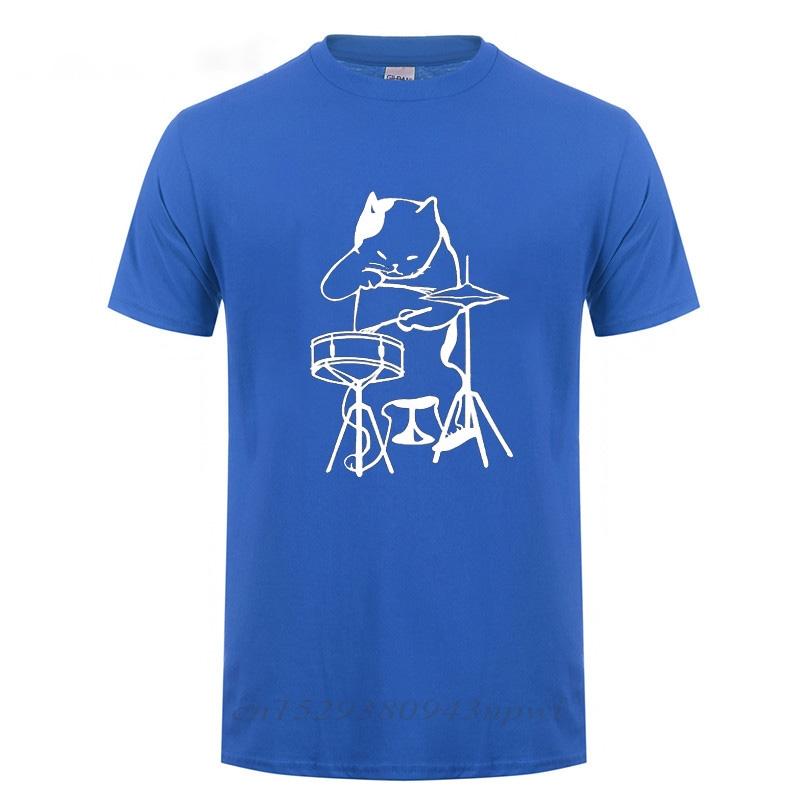 The Musician Cat Playing Drums TShirt Funny Birthday Gifts For Men Male Drummer Cat Lover Cool Cotton T Shirt Hip Hop Tshirt