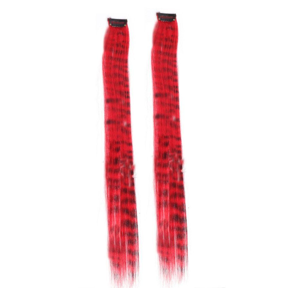 2Pcs Rainbow Long Straight Hairpiece Seamless Hanging Ear-dye Wig Feather Hair Extensions  Women