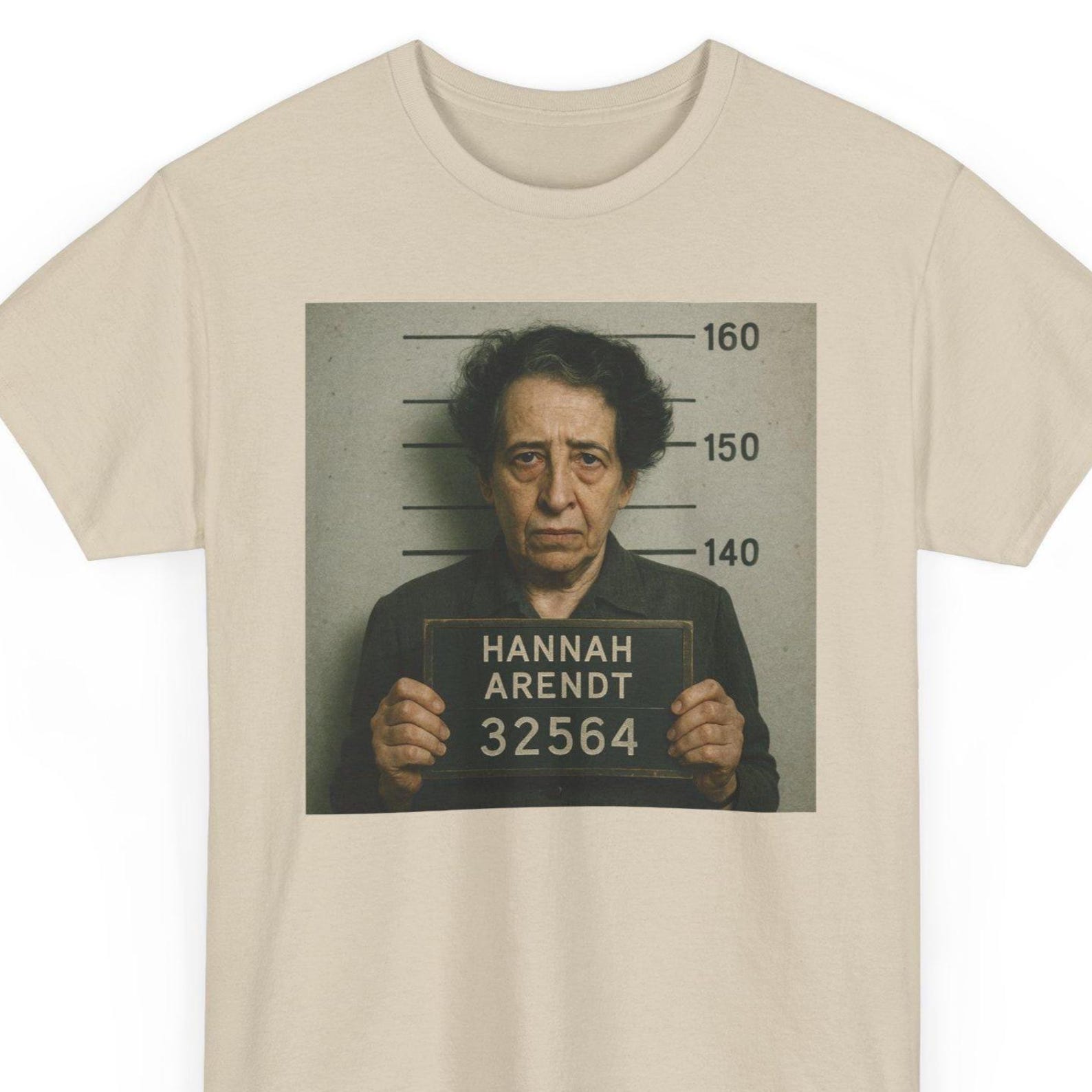 Hannah Arendt Mugshot T-Shirt: Funny Philosophy Meme Tee 4XL