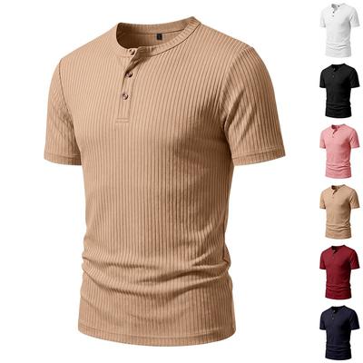 Herren Sommer 3-Knopf Henley Kurzarm T-Shirt, Lässiges Basic Unterhemd Top für Männer, Auf Lager
