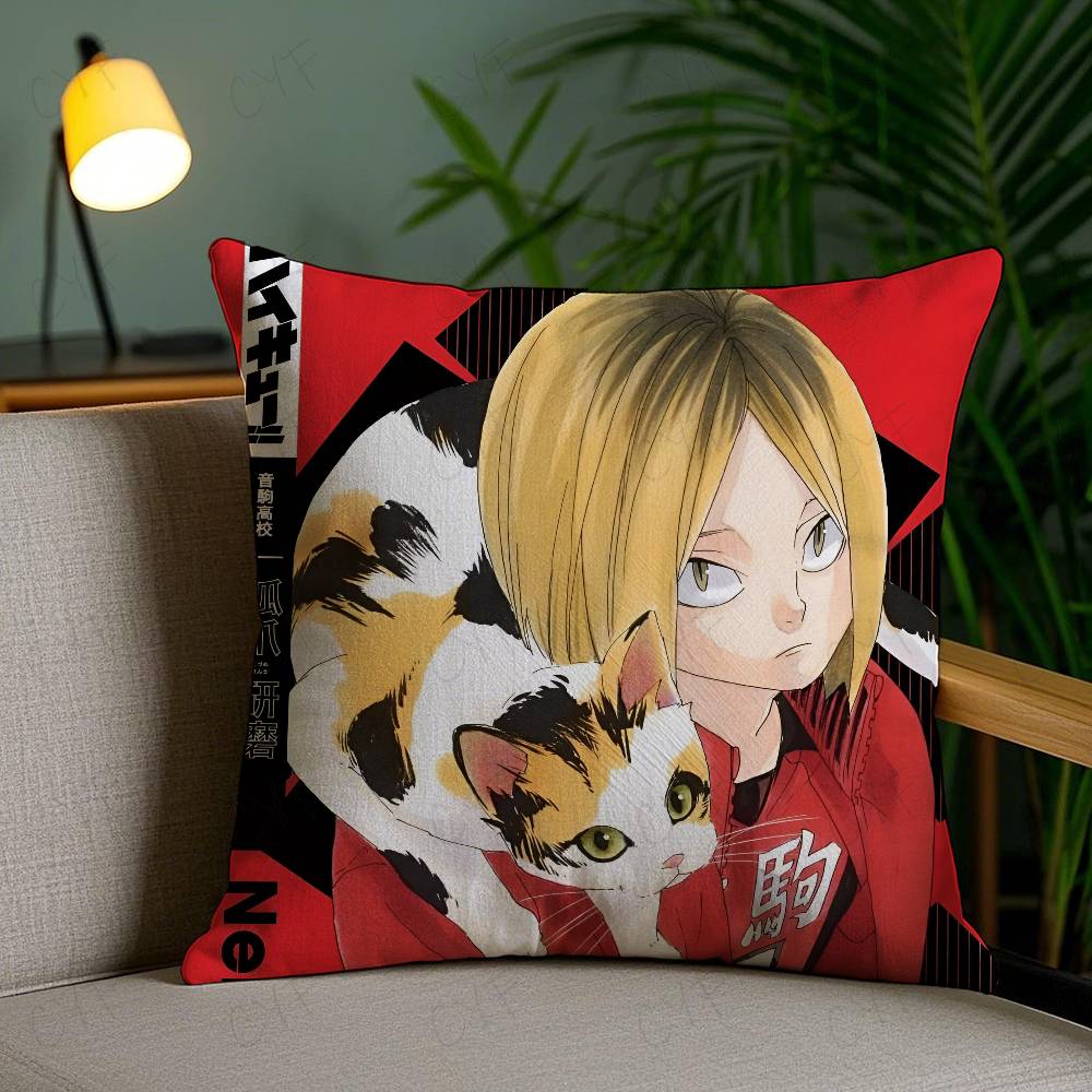 Аниме Хайкью Наволочка мультяшная Антипылевая клещевая наволочка Невидимая молния Шелковистый короткий плюш Наволочка на диванную подушку 16x16Inch