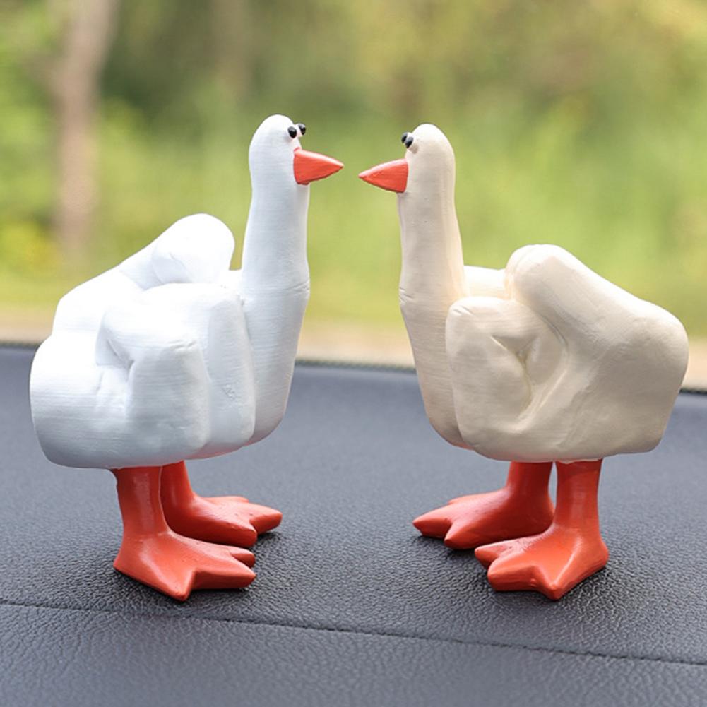 New Duck Funny Creative Middle Finger Ducks Home Decoration Statue Resin Craft Garden Courtyard and Micro Landscape Figurines
