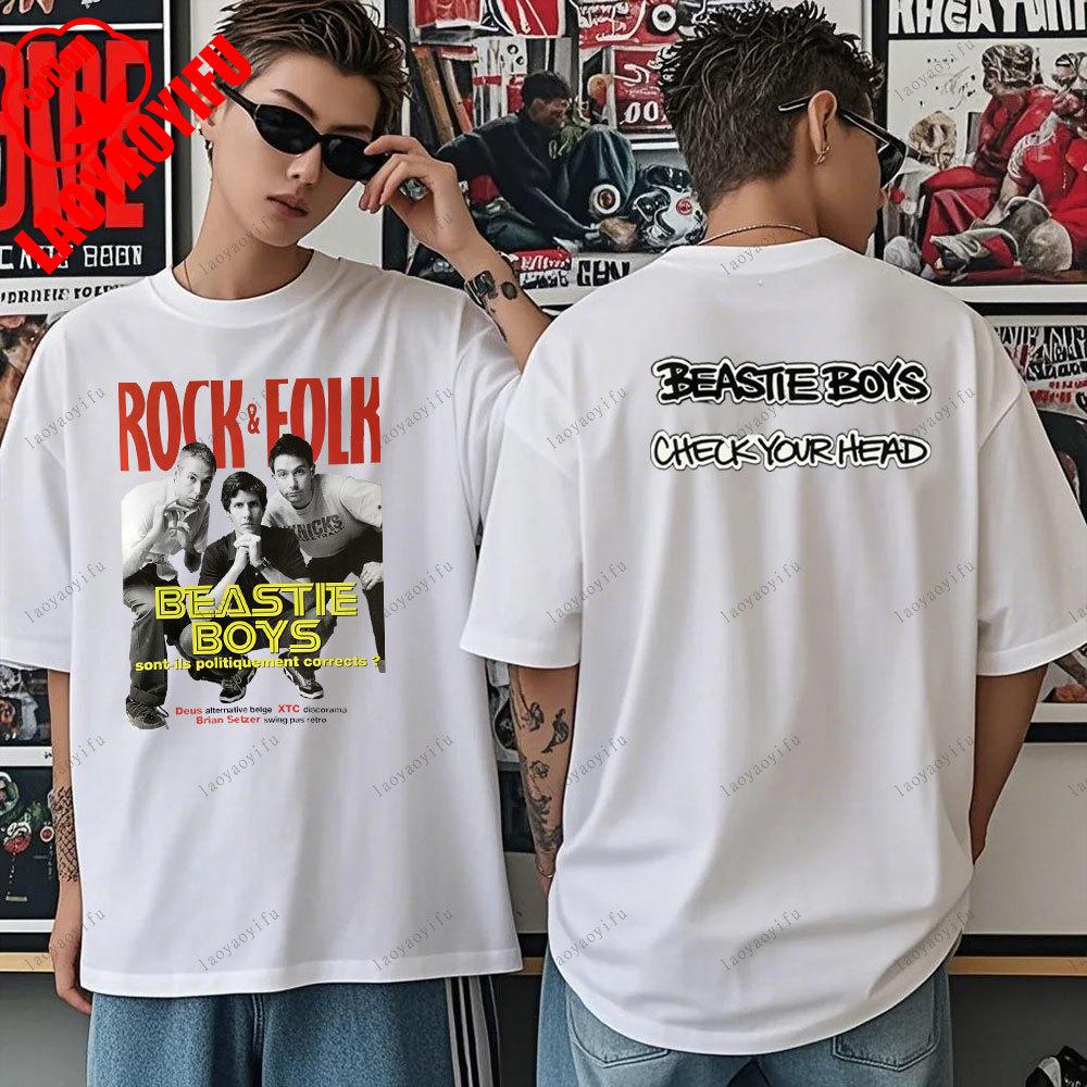 Beastie Boys T-Shirt Check Your Head T-Shirt Amerikanische Hip-Hop-Gruppe Schlichtes Modedesign Kurzarm-T-Shirt