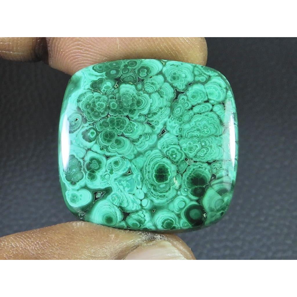 25X26X5MM Natural Malachite Flower Design Octagon Cabochon Loose Gemstone D-494