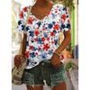 Independence Day Patriotic Women's T Shirt Flag Flag National Flag Casual Red White And Blue Short Sleeve