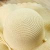 French Style Pearls Strap Straw Hat Wide Brim Women's Sun Hat Ins Folding Straw Hats  Girls