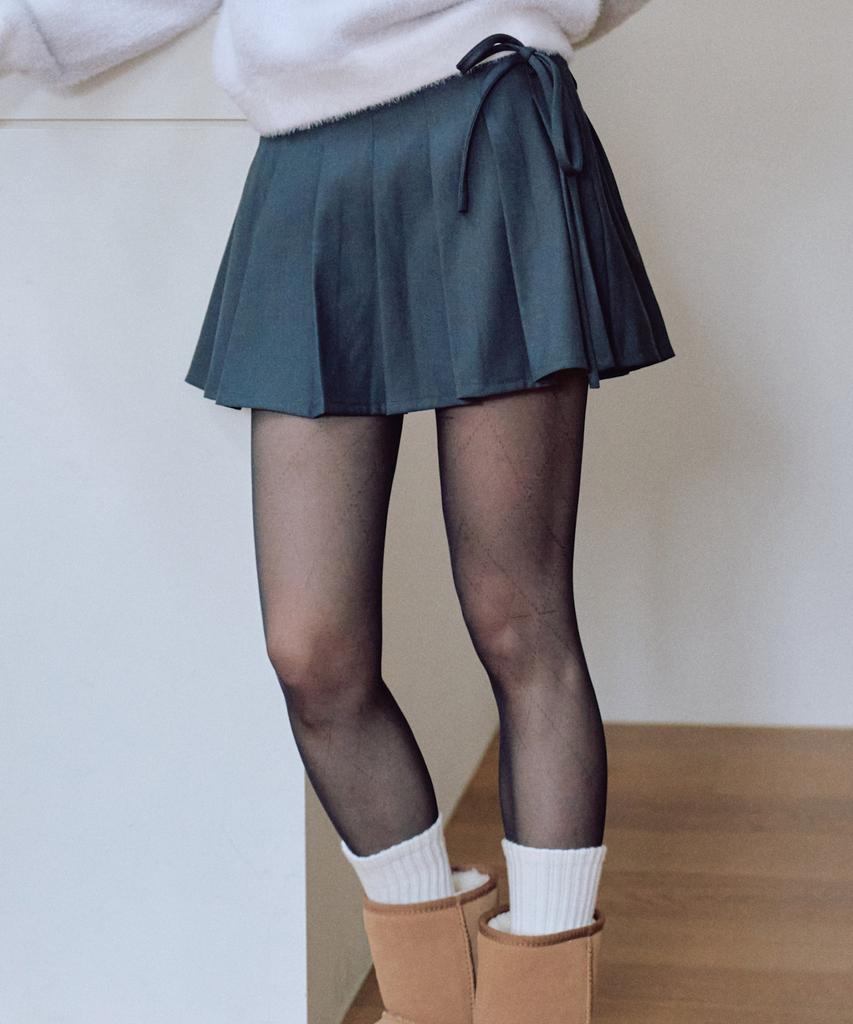 Zero Planet Classic Pleated Skirt Pants [Charcoal]