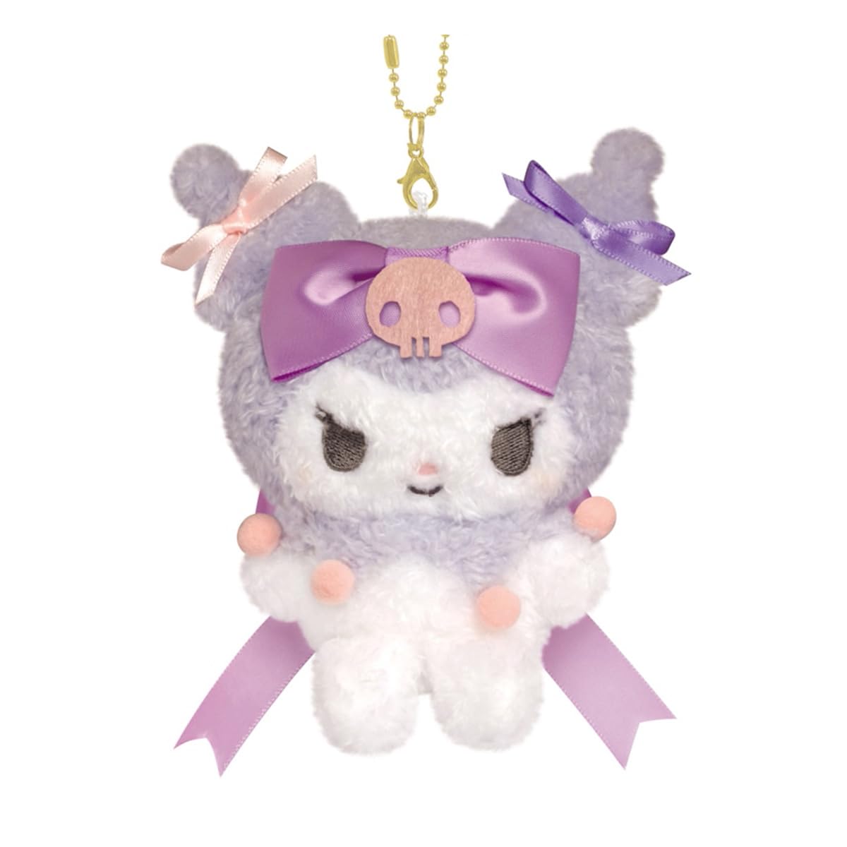 Sanrio Plush Keychain Kuromi with a Runrun Ribbon