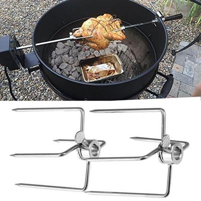 2 Piezas 4 Púas Acero Inoxidable Herramienta Barbacoa Tenedores para Carne de Asador Barbacoa al Aire Libre