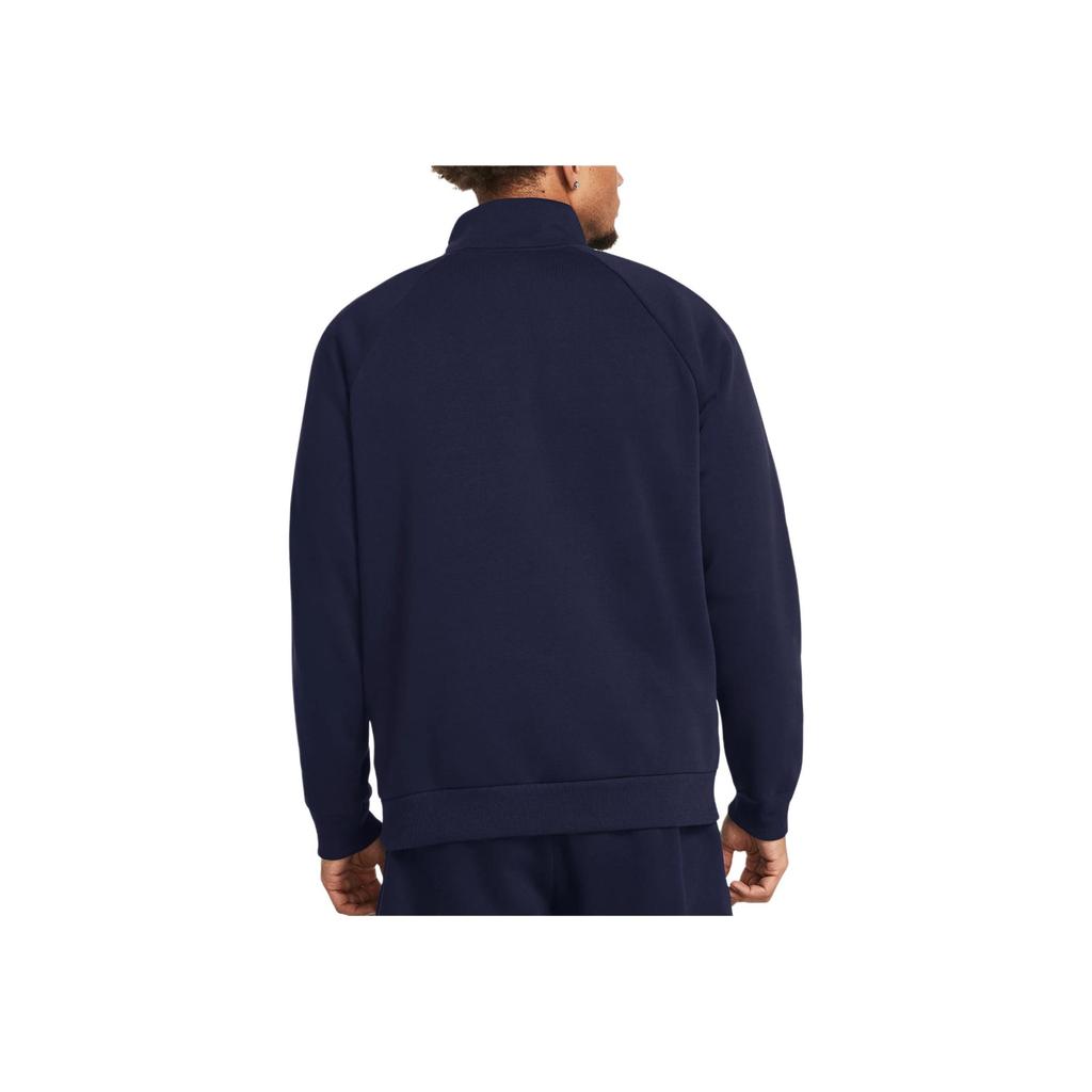 Under Armour UA Rival Mock Neck Logo Print Loose Fit Raglan Long Sleeve Sweatshirt Men Sweatshirt Navy-Blue 1386016-410