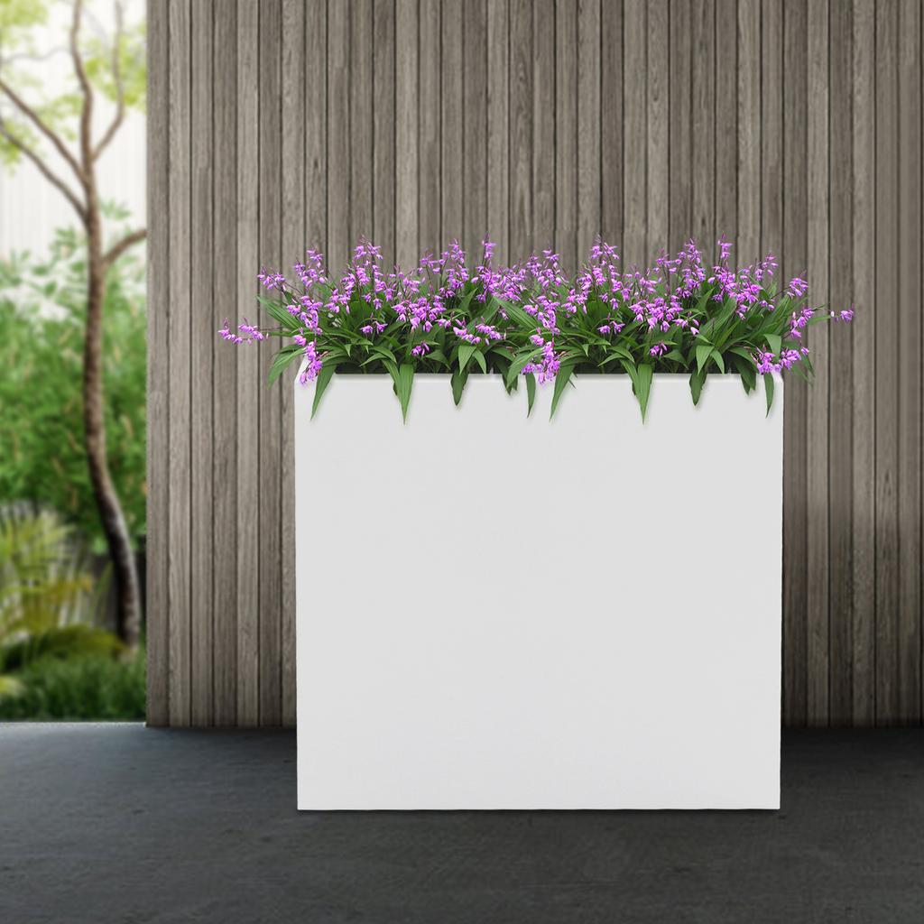 Large Rectangle Planter Box for Outdoor Garden, 20.5x10x22 Inch White Metal Raised Garden Bed, Steel Deck Patio Plant Container