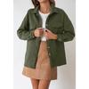 Womens Solid Color Diamond Pocket Casual Buttoned Collared Jacket