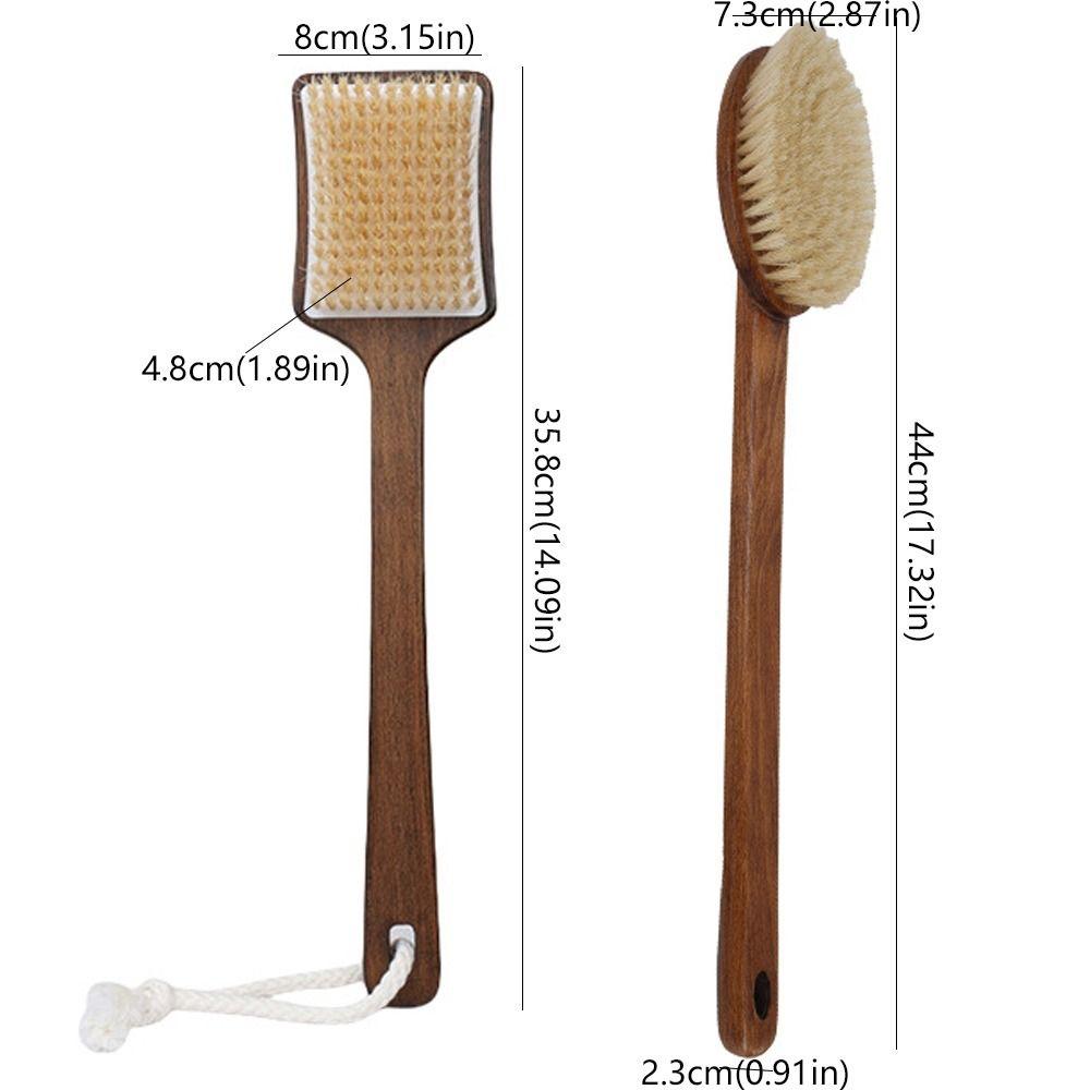 Ergonomic Long Handle Hair Brush Wood Bath Brush Scrubbing Brush Shower Back Scrub  Skin Cleanser
