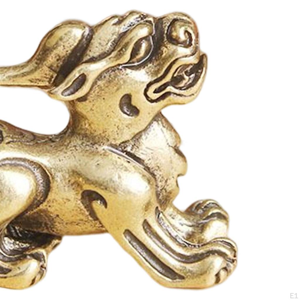 Antique Brass Kylin Figurine, Miniature Sculpture for Elegant Interior Design