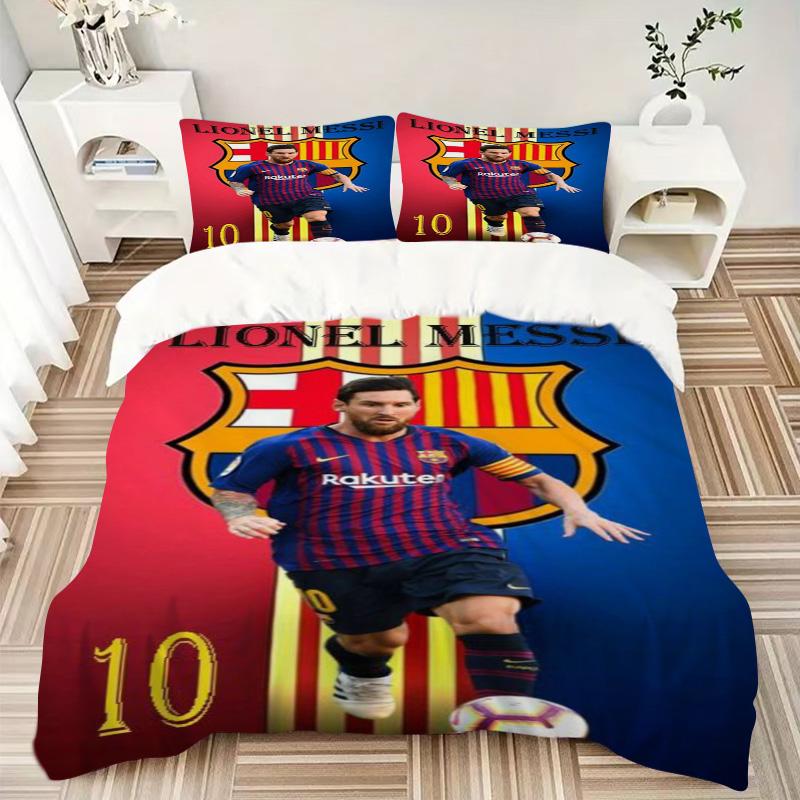 Messi'S Barcelona Legacy Print 3Pcs Bedding Setduvet Cover With 2 Bedropillowcase Home Birthday Gift