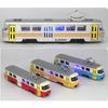 1/90 City Bus Train Tram Diecast Pull Back Model W/LED Music Developmental Car Toy