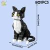 Non-Toxic Black And White Tabby Cat Model Building Block Moc Pet Animal Series Mini 12Mm Brick Toy For Children Home Decoration